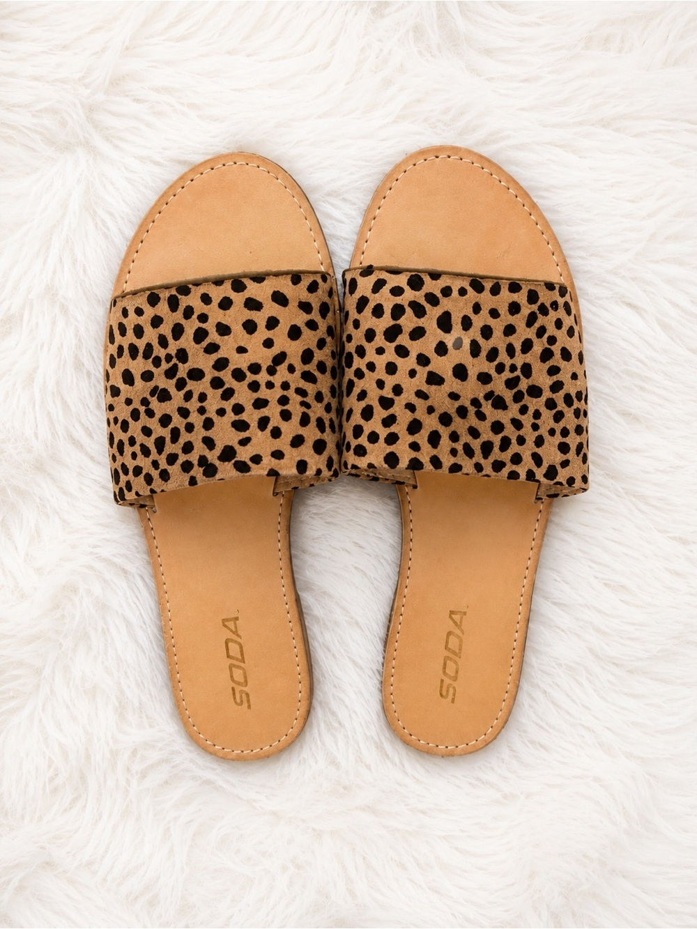 Soda Leopard Print Slide Sandals Size 8 | Cheetah Animal Print Flat Slides
